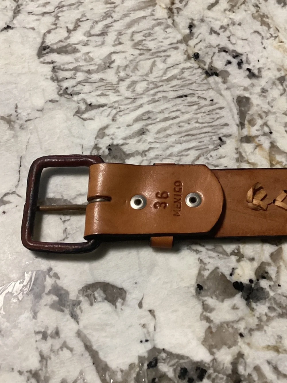 Vintage Tooled Leather Braided Belt Boho Western - Size 36